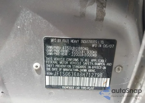 2008 Subaru Forester 2.5X из США, поврежденный, VIN JF1SG636X8H712798